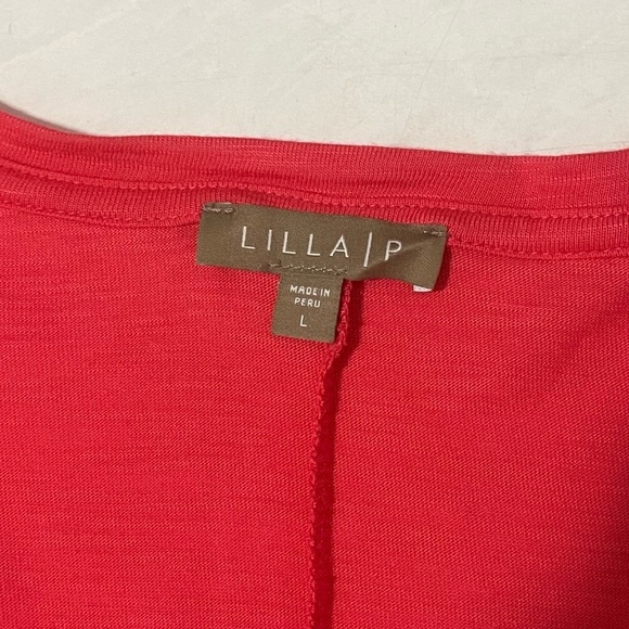 Lilla P Large Hot Pink Asymmetric Hem Tunic Top Relaxed Fit Boho Colorful Preppy - Picture 4 of 6